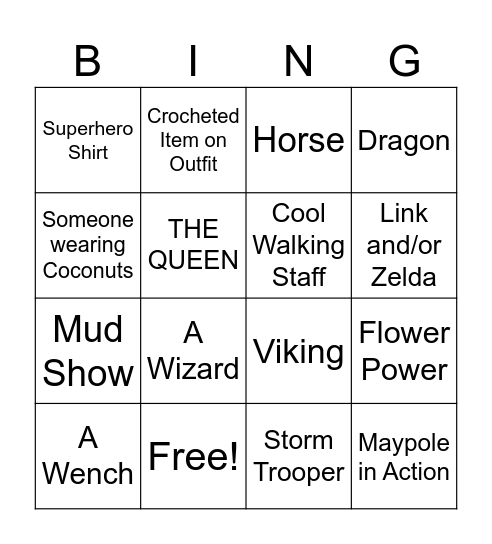 RennFaire Bingo Card