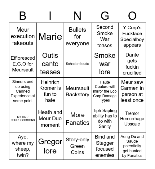 Canto X Predictions Bingo Card