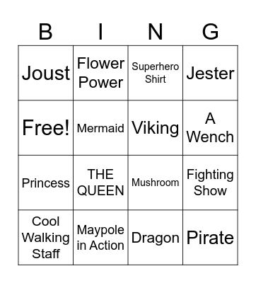 RennFaire Bingo Card