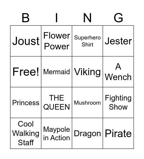 RennFaire Bingo Card