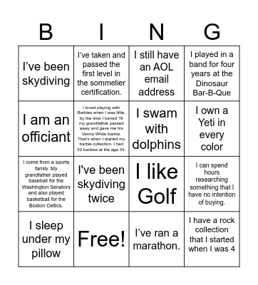 The one where Team Cicero plays Bing(o) Bingo Card