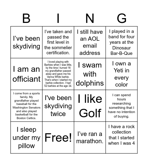 The one where Team Cicero plays Bing(o) Bingo Card