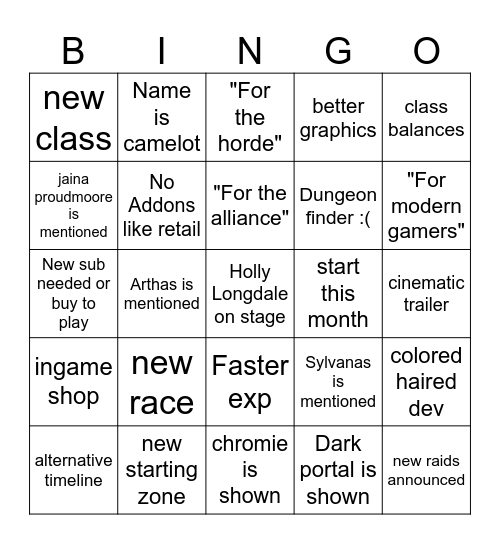 classic + bingo bango bongo Bingo Card
