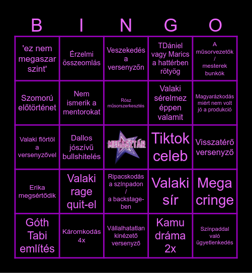 Megaszar Bingo Card