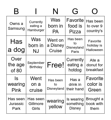 Get to know the crowd Bingo Card