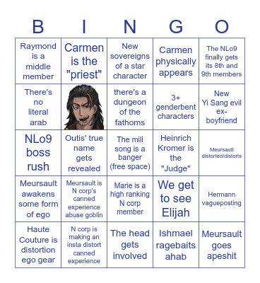 Canto X Bingo Card