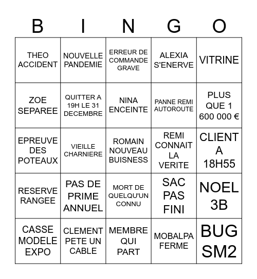 BINGO AVANT 2027 Bingo Card