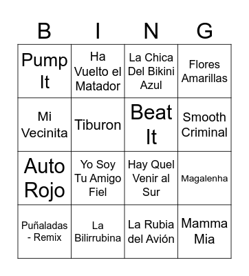 Bingo musical Bingo Card