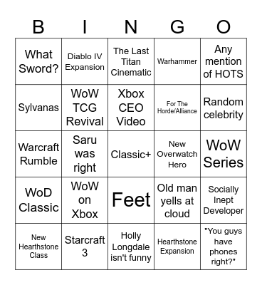 Blizzcon Bingo Card