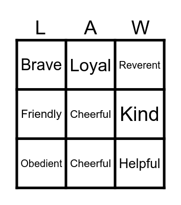 Scout Bingo Card