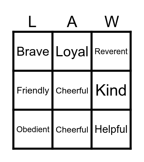Scout Bingo Card