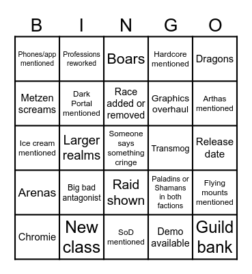 Classic+ Bingo Card