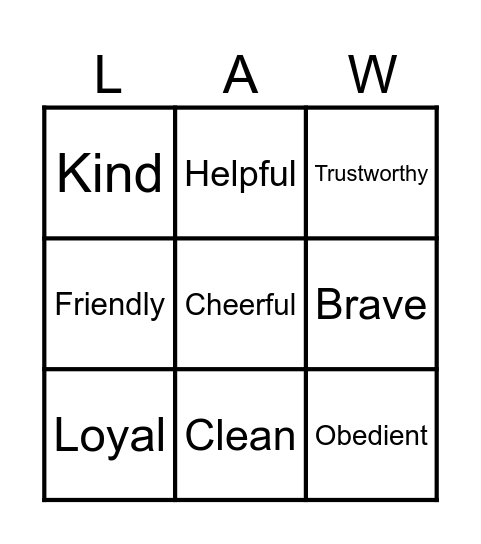 Scout Bingo Card