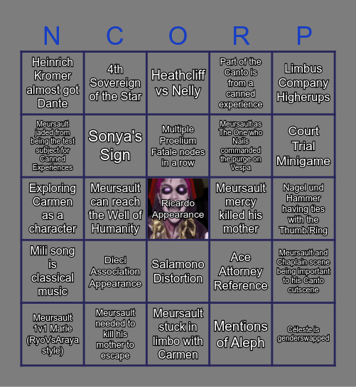 SEASON 8 :: STUDIUM PUNCTUM Bingo Card Bingo Card