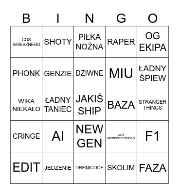 Przegląd Tiktoka Bingo Card