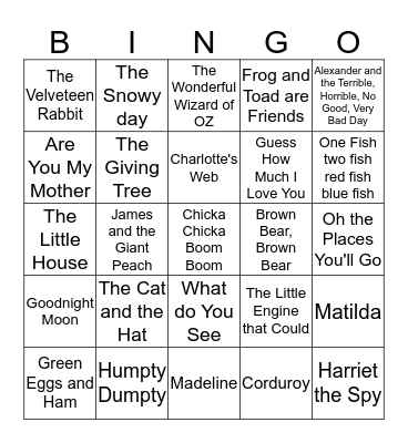 Family reading night Bingo Card