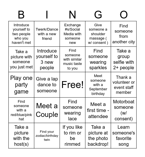 KINKY BINGO Card