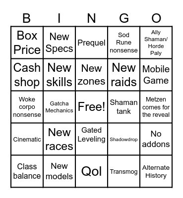 Classic+ Bingo Card