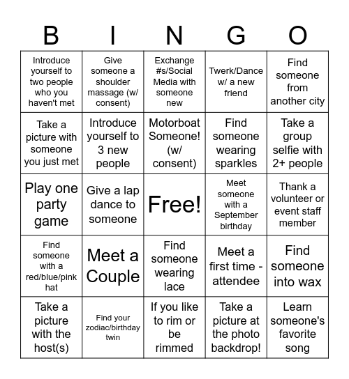 KINKY BINGO Card