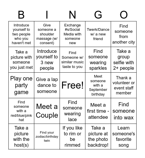 KINKY BINGO Card