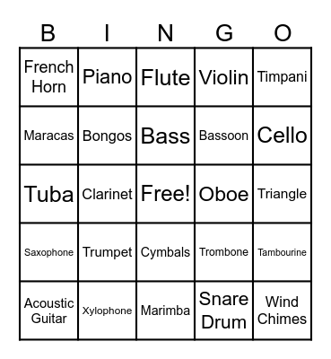 Music Bingo Card