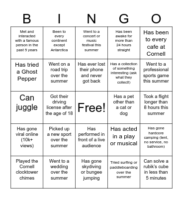 DTI Bingo Card