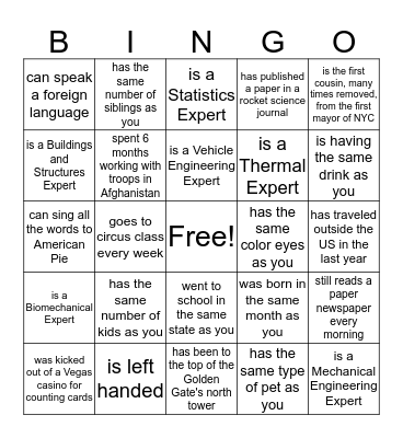 Find someone who... Bingo Card