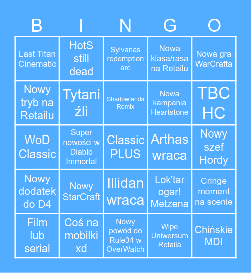 BlizzCON 2026 - pierdolnie fest Bingo Card
