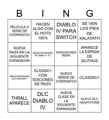 BINGO BLIZZCON Bingo Card