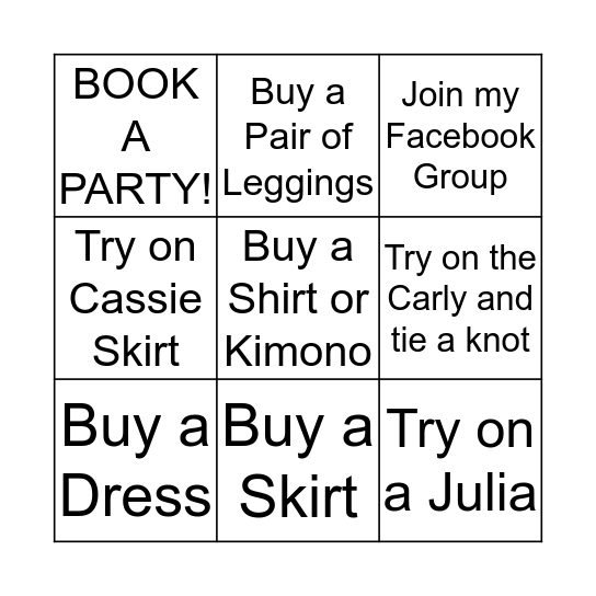 LuLaRoe Bingo! Bingo Card
