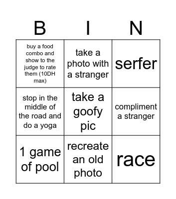 side quests Bingo Card
