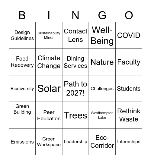 Path to 2027 Presentation Bingo Card