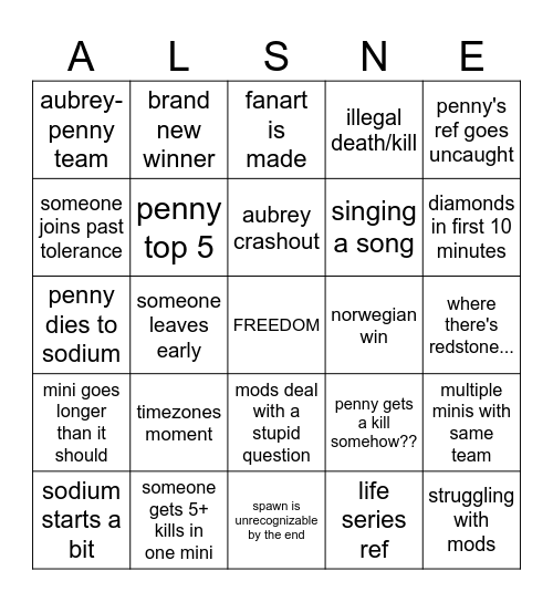 ALS New Era Bingo Card