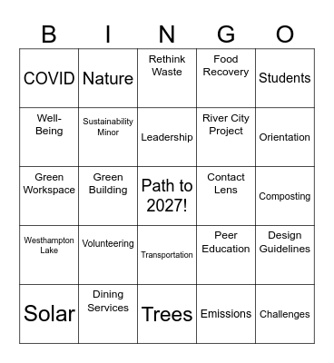 Path to 2027! Bingo Card