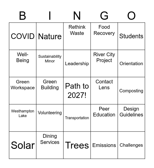 Path to 2027! Bingo Card