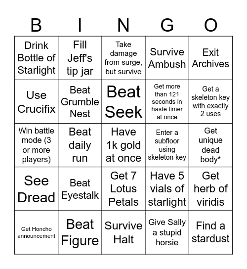 DOORS BINGO Card