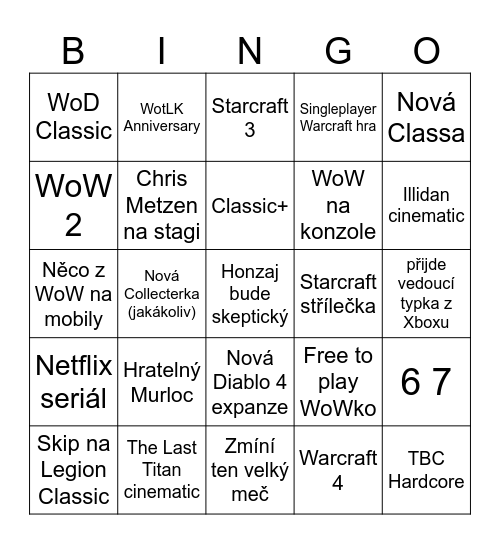 Blizzcon 2026 Bingo Card
