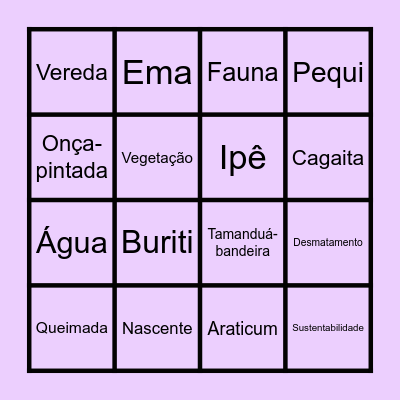 Cerrado Bingo Card