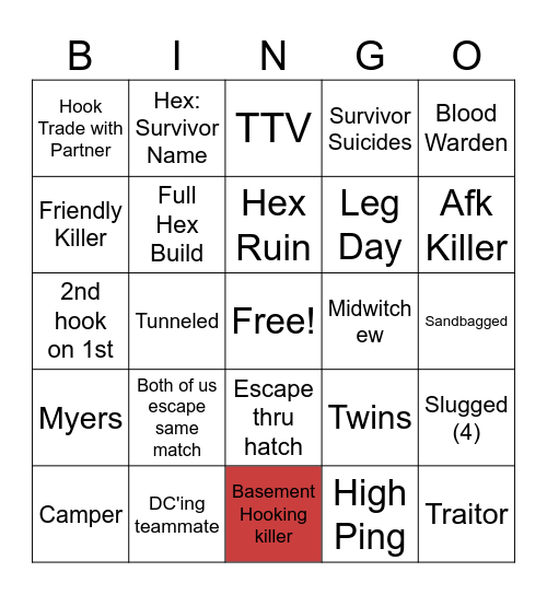 DBD DUO BINGO Card