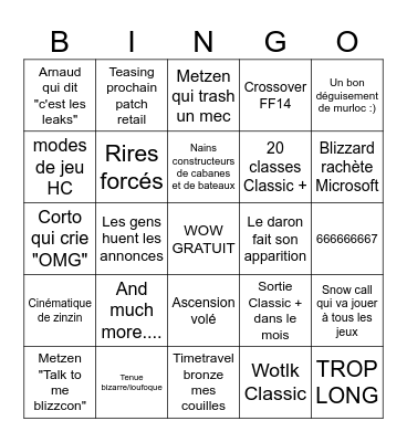 Bingo BLIZZCON 2026 Bingo Card