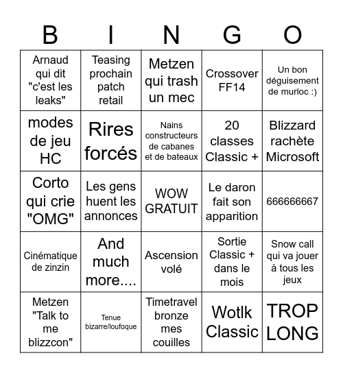Bingo BLIZZCON 2026 Bingo Card