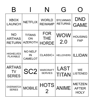 BLIZZCON 2026 Bingo Card