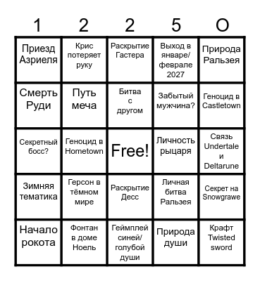 Bingo Deltarune Chapter 6 Bingo Card