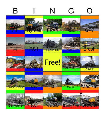 The Reading Iron Horse Rambles Program and other Heritage Railroads that I would like to film while Laurie passed away one day Bingo Card