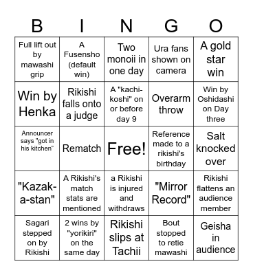 Chatting G.P.&T Sumo Bingo Card