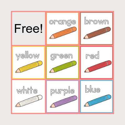 colours Bingo Card