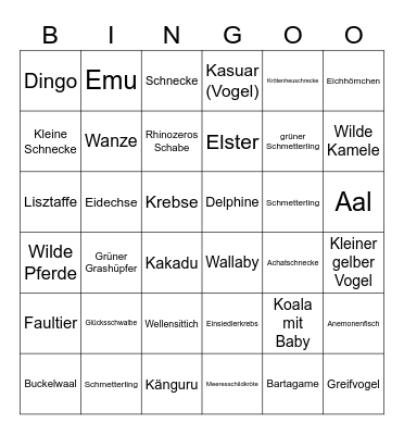 Tierbingo Card
