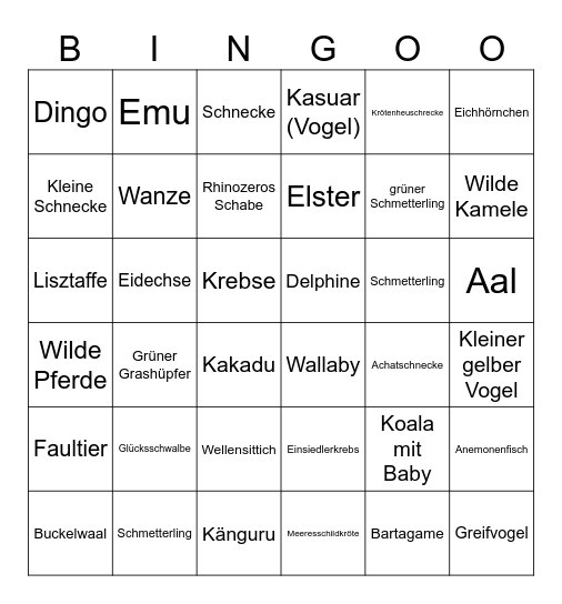 Tierbingo Card