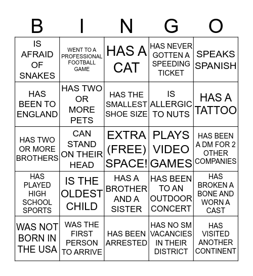 Find Someone Who Bingo Card