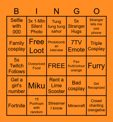 orengetober PAX Bingo Card